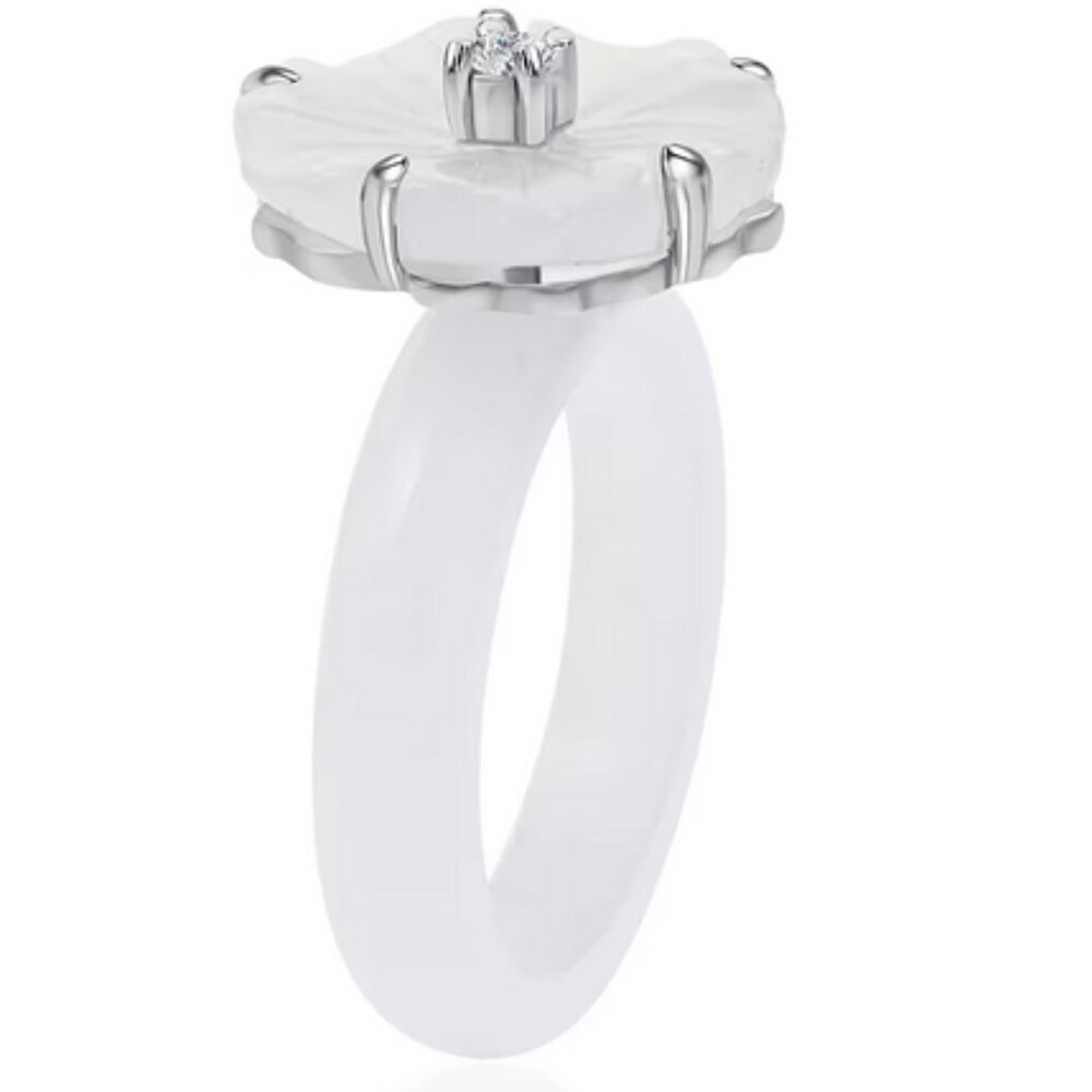 925 Natural Carved JADE and MOISSANITE RING Sterling Silver Size 9 App $330